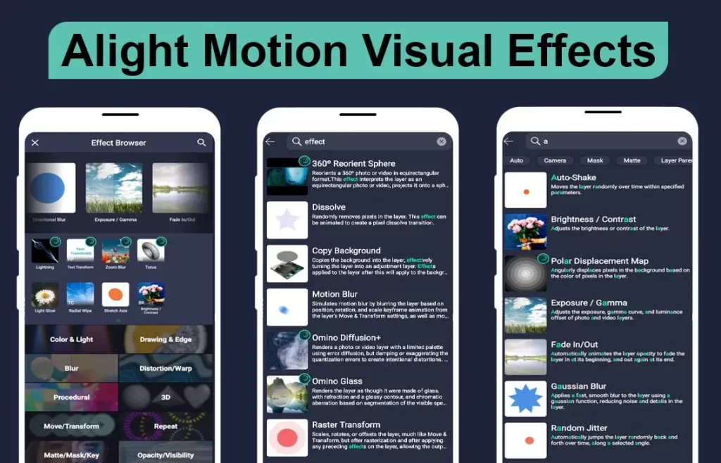 Visual effects alight motion